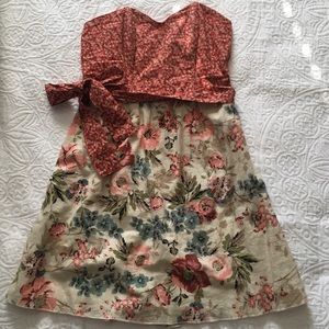 Strapless floral pattern dress - S
